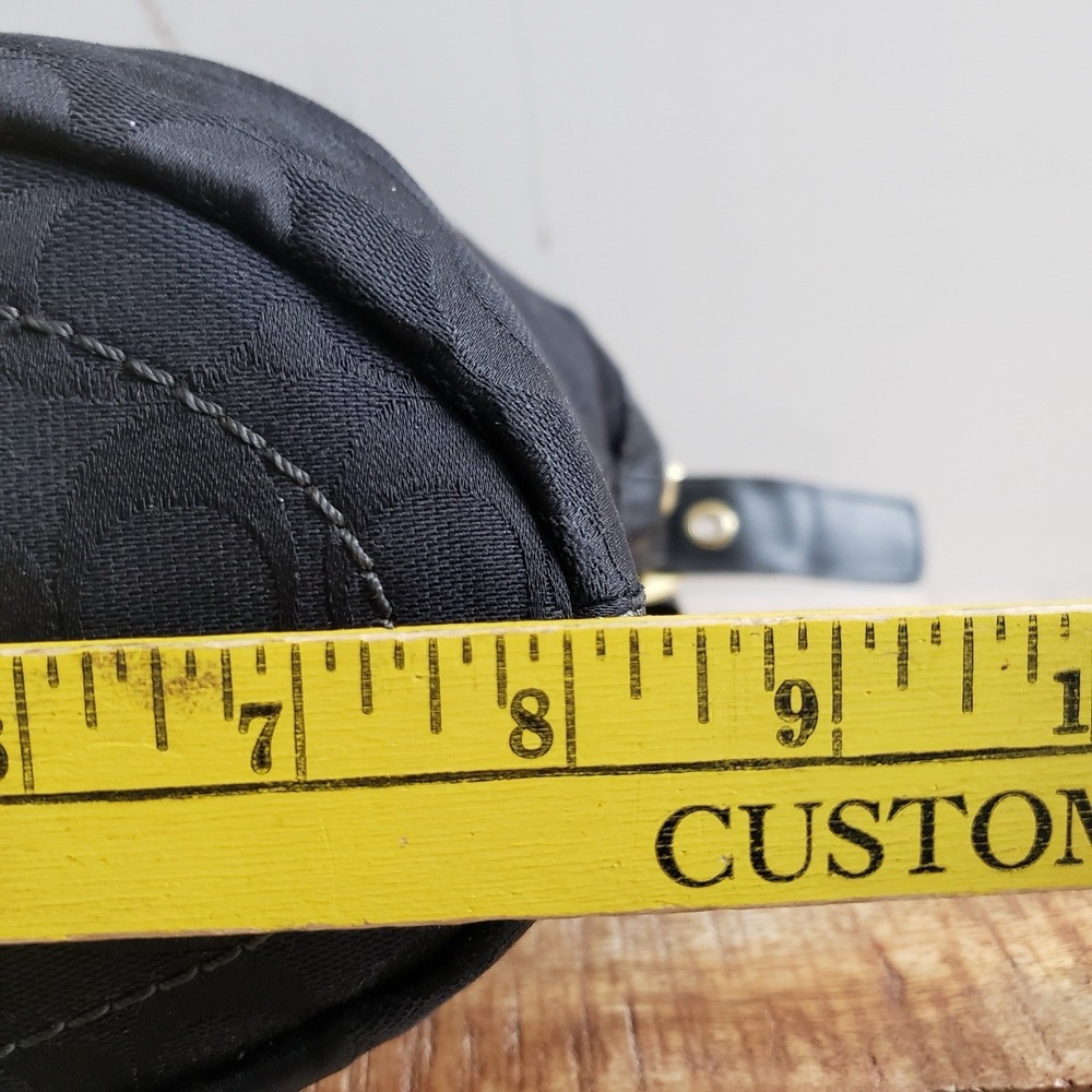 Coach Crossbody Bag Bleeker Black Signature Canvas Leather Trim Bucket Purse - Picture 10 of 14